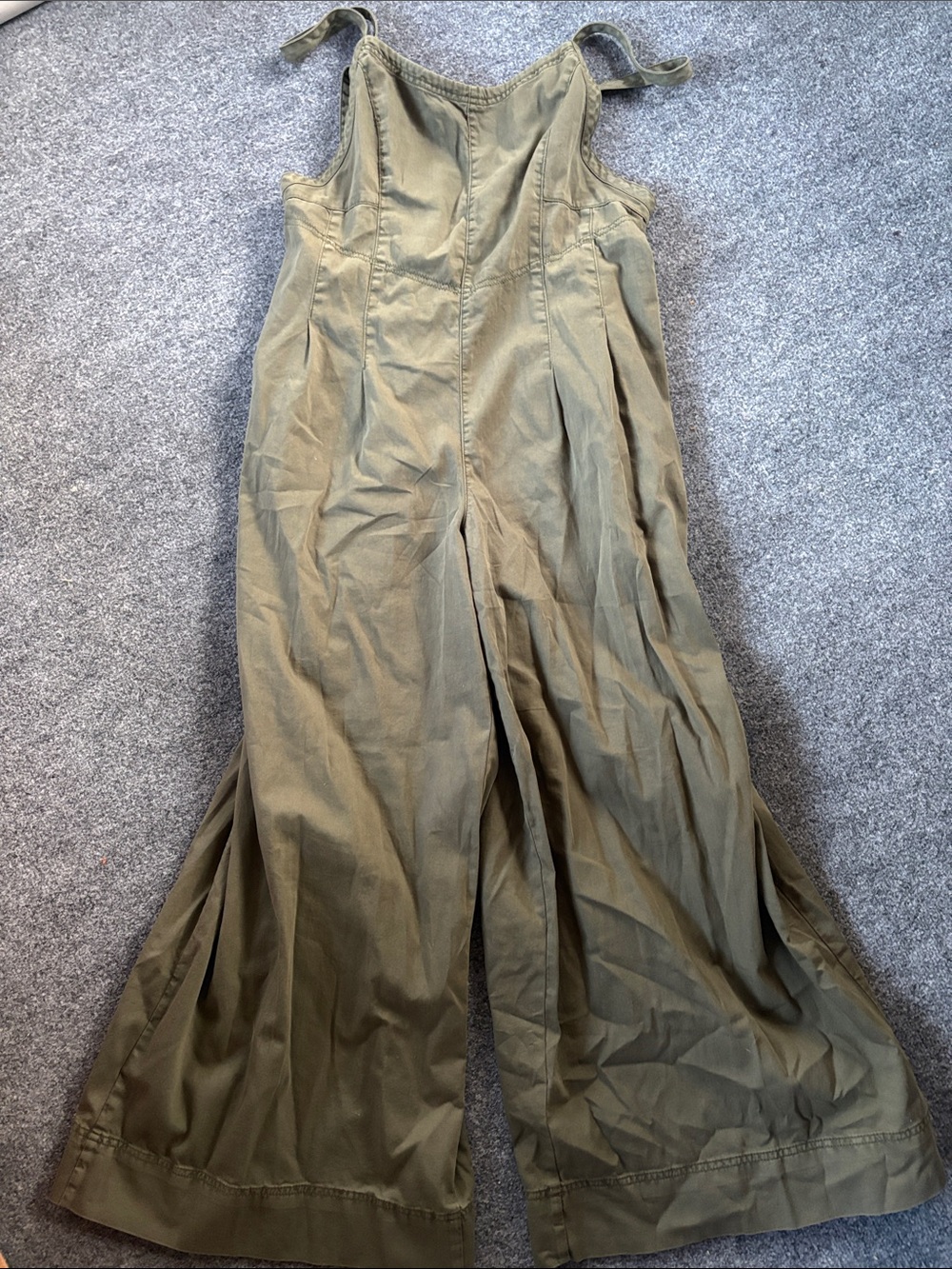 aerie Olive Green Wide-Leg Tie-Shoulder Jumpsuit - Size Large